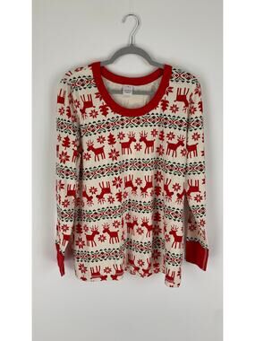 Hanna Andersson Womens Long John Pajama Top Plus Size XXL Christmas Reindeer Red